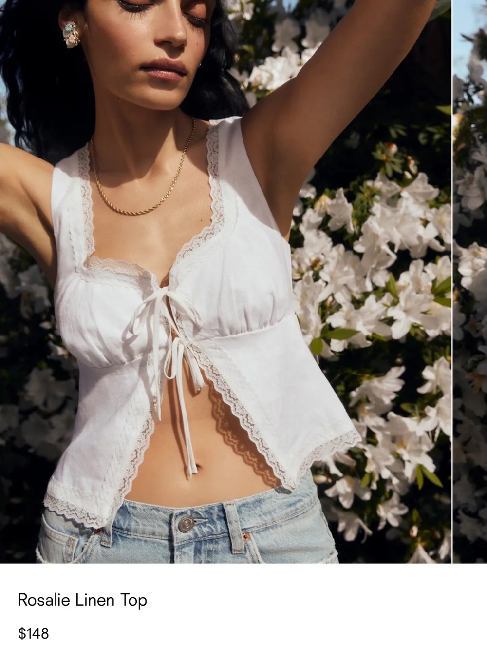 Reformation Rosalie Linen Top White - Size 4